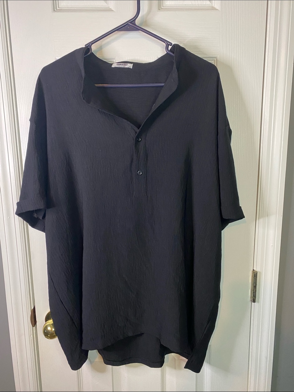 CooFandy Top Size 2X Black Button Front .